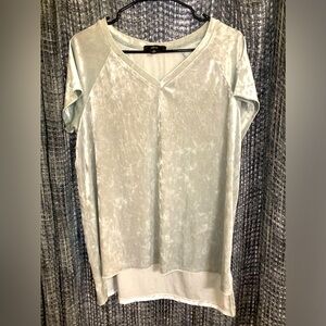 Ellos crushed velour silver V-neck top size 10/12